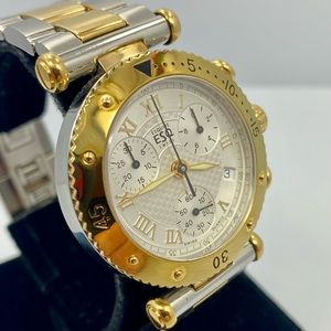 Movado ESQ Swiss Chrono 2-tone NEW guilloche dial